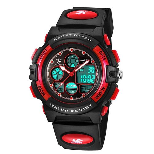Montre Enfant Garçon Fille Digital-Analogique, Sports De Plein Air Numériques Imperméables, 6 Ans À 12 Ans, Montre En Silicone Pour Enfants Avec Réveil/Chronomètre/Lumière Led