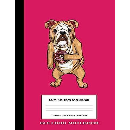 Bulldog Notebook: Pink English Bulldog Chocolate Doughnut Animal Cute Kawaii Anime Unique Simple Love Composition Notebook Glossy Finish Wide Ruled ... ) School Writing Lined Notebook For Kids