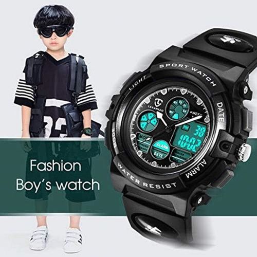 Montre Enfant Garçon Fille Digital-Analogique, Sports De Plein Air Numériques Imperméables, 6 Ans À 12 Ans, Montre En Silicone Pour Enfants Avec Réveil/Chronomètre/Lumière Led