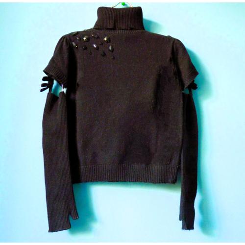 Pull Col Roule Lili Gaufrette Angora 6 Ans Noir Tbe