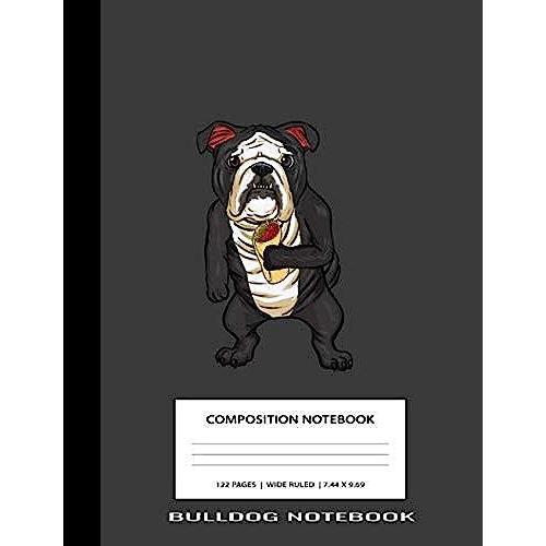 Bulldog Notebook: Gray Black Bulldog Burrito Animal Cute Kawaii Anime Unique Simple Love Composition Notebook Glossy Finish Wide Ruled Line Paper ... ) School Writing Lined Notebook For Kids