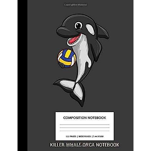 Killer Whale Orca Notebook: Volleyball Gray Black Killer Whale Orca Animal Cute Kawaii Anime Unique Simple Love Composition Notebook Glossy Finish ... ) School Writing Lined Notebook For Kids