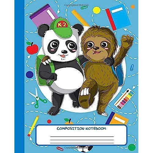 Composition Notebook: Wide Lined Ruled Paper Page Notebook And Journal For Girls And Boys With Funny Sloth And Panda Friends, Perfect Workbook For Writing Notes And Exercise At Home, School Or College