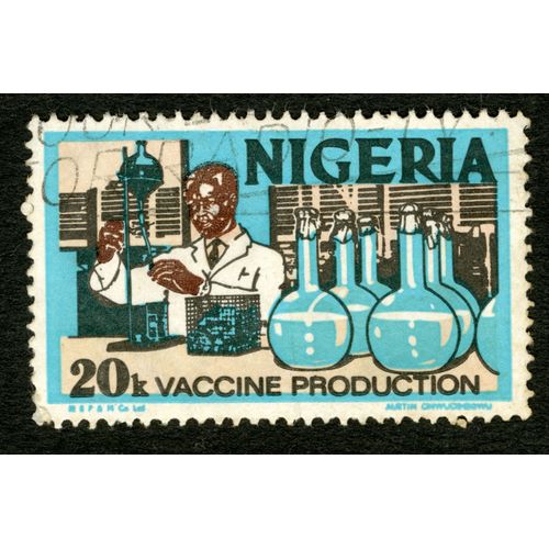Timbre Oblitéré Nigeria, 20k, Vaccine Production,