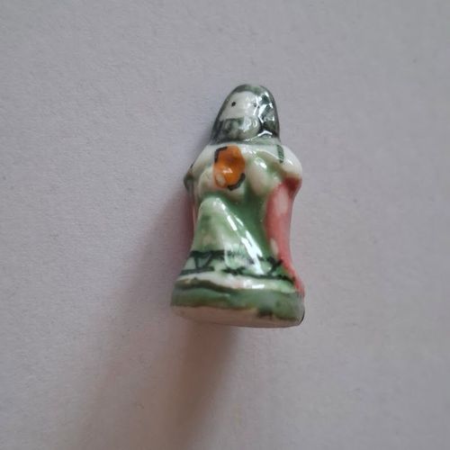 Fève - Santon - Crèche - Santon Roi Mage A Genou Socle Vert