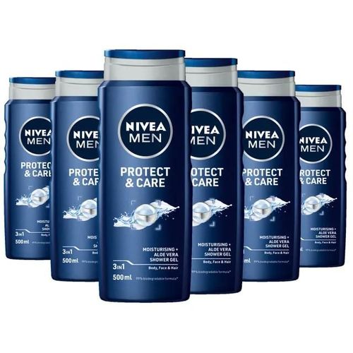 6x Gel Douche Nivea Men Protect & Care | 500 Ml 