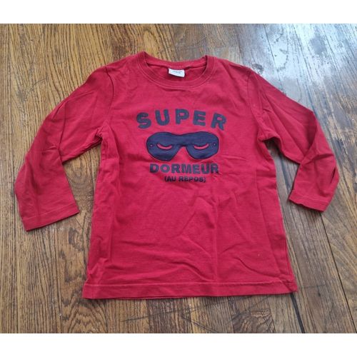 T-Shirt Manches Longues Garçon Rouge Tape À L'?Il Taille 4ans
