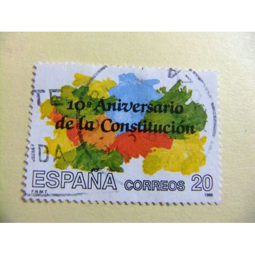 31 Espagne 1988 / X Anniversaire De La Constitution / Edifil 2982 Fu Yvert 2596 Fu