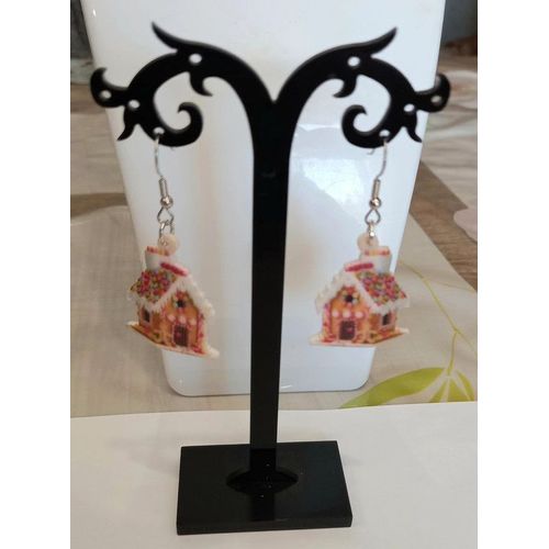 Boucles D'oreilles Maison Pain D'epices Noel
