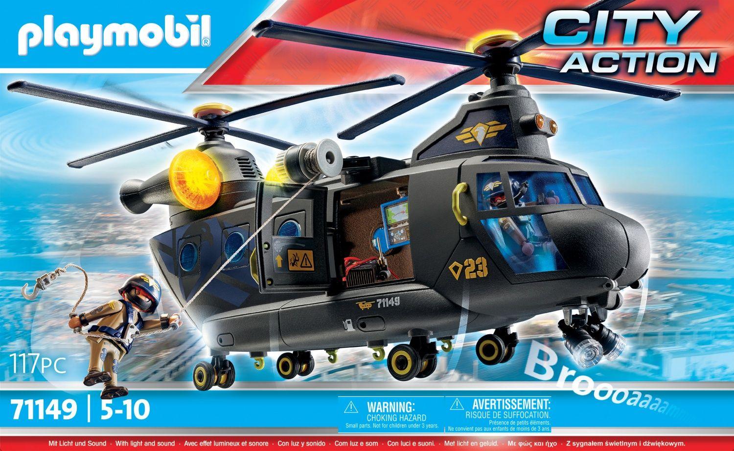 Hélicoptère de police avec projecteur Playmobil