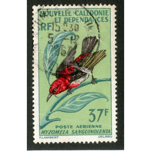 Timbre Oblitéré Nouvelle Calédonie Et Dépendances, Rf, 37 F, Poste Aérienne, Myzomela Sanguinolenta