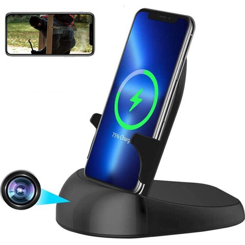 Chargeur Sans Fil Avec Camera Espion Full HD 1080p Wifi Pour Surveillance Discrète + SD 32Go YONIS