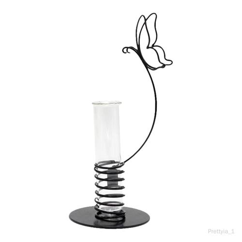 Hydroponique Tube à Essai Vase Fer Art Vase Table Pièce Maîtresse Planteur  En Verre Moderne avec Support de Cadre En Fer pour Mariage Salon Cuisine  Papillon