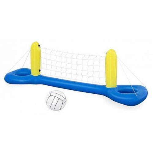 Jeu De Volley Gonflable Et Flottant Pour Piscine 244 X 64 Cm - Filet Et Ballon - Jouet Sport Aquatique, Eau - Set Enfant Adulte Et Carte