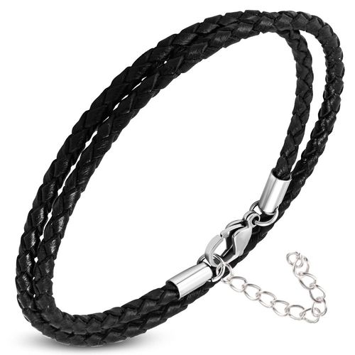 Zense - Bracelet Homme En Cuir Fin Noir Double Enroulement Et Réglable Zb0378