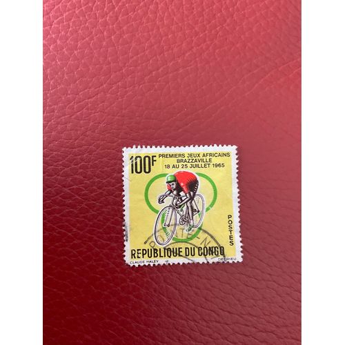 Timbre Congo 1965 Premiers Jeux Africains Brazzaville Cyclisme