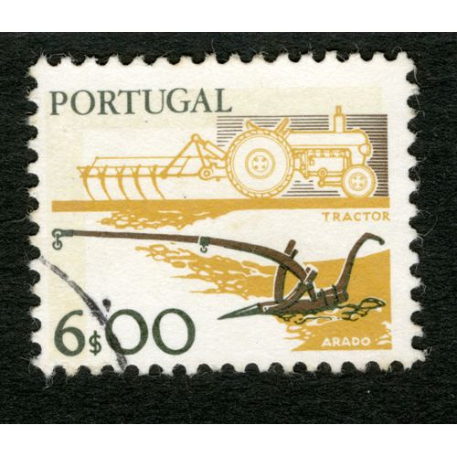Timbre Oblitéré Portugal, Tractor, Arado, 6s00