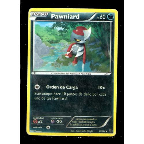 Carte Pokemon Pawniard 60pv (Scalpion) / Édition Xy : Offensive Vapeur / N°63/114 / Carte Espagnole