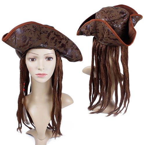 Costume d'Halloween Unisexe en PU 7.5 pour Adulte,Perruques de Rangée du Capitaine Jack Rotterdam,Chapeau,Accessoires de ixde Carnaval