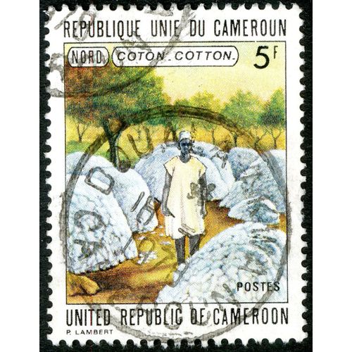 Timbre Oblitéré République Unie Du Cameroun, Nord, Coton, 5 F, Postes