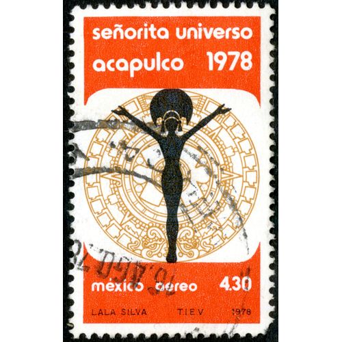 Timbre Oblitéré Mexico Aereo, Senorita Universo Acapulco 1978, 4.30