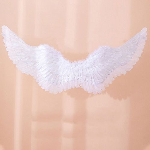 Ailes d'Ange en Plumes Noires et Blanches pour Femme,Accessoires de Décoration de ixd'Halloween et de Noël,Spectacle sur Scène,Mise en Scène