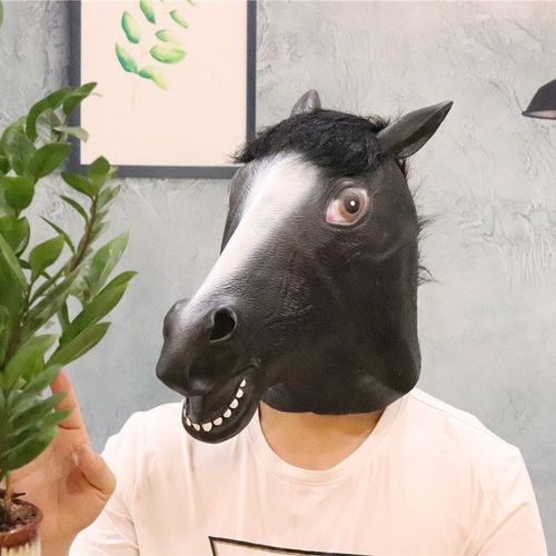 Masque Intégral En Latex Pour Adultes,Accessoires De Zoo,Cosplay D'halloween,Olympiques De Mascarade,Tête De Cheval Matkey,Rhde Fête De Vacances,Masque D'animal