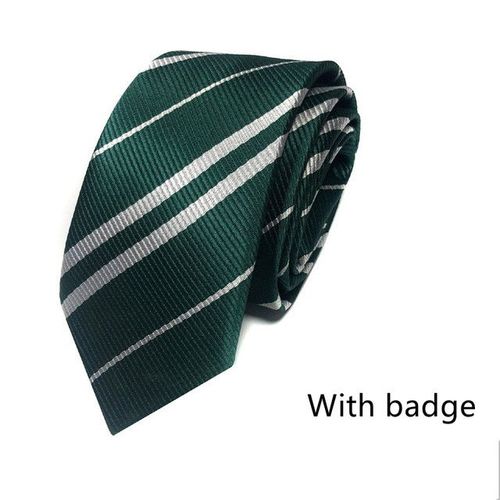 Cravate D'halloween,Badge Du Collège Magique,Accessoires De Costume De Cosplay Slytherin,Cravate,Accessoire De Style À Rayures Malfoy