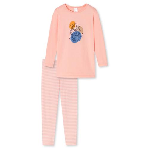 Schiesser Pyjama Fille - Pyjama Long, Coton, Hibou, Rayures Rose 128