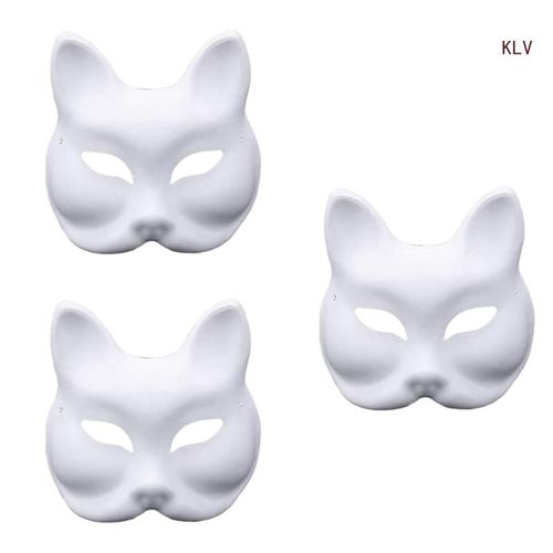 Masque Enraciné Pour Femme,Masque De Chat Peint À La Main Bricolage,Demi-Masque D'halloween,Cosplay Japonais,Masade Tim