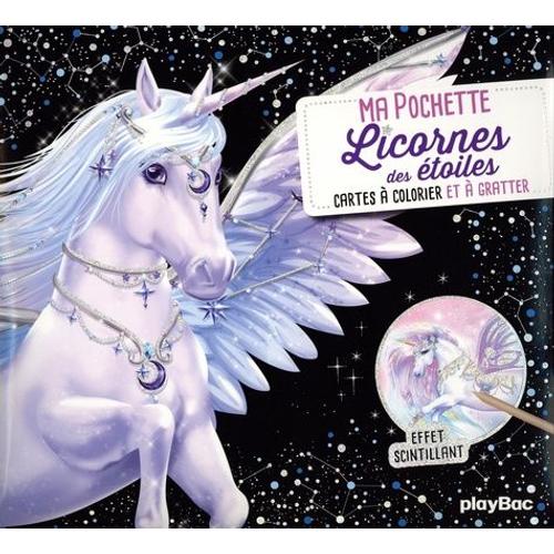 Licornes Des Étoiles - Avec 5 Cartes À Gratter Scintillantes, 5 Cartes À Colorier, 1 Pique En Bois