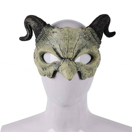 Demi-Masque D'horreur Effrayant Pour Halloween,Masque De Fantôme De Corne,Cosplay De Monstre,Costume De Cosplay