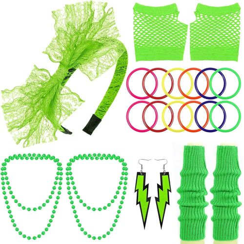 PESENAR-Accessoires années 80 pour femmes,costume des années 80 avec bande de sauna néon,jambières pour femmes filles fête des années 80