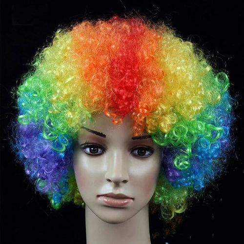 Perruque Clown Bouclée Ondulée,Cheveux Amusants,Décoration de ixd'Anniversaire et de Noël,Spectacle de brev,Vpn,Tête Vive,Cosplay