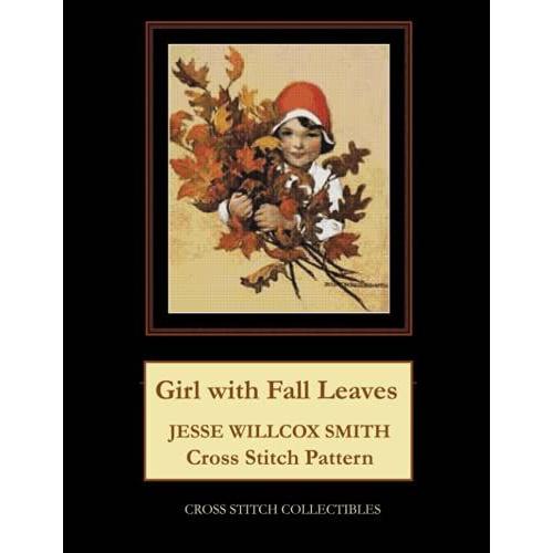 Girl With Fall Leaves: Jesse Willcox Smith Cross Stitch Pattern
