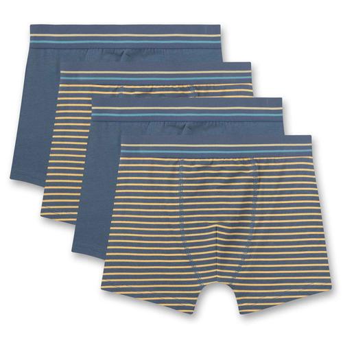 S.Oliver Garçons Hipshorts, Lot De 4 - Sous-Vêtements, Caleçons, Multipack, Coton, Rayures, Uni Bleu/Orange 176