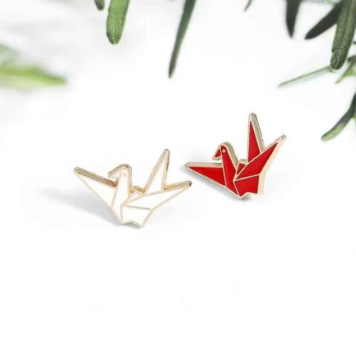 Broches en Émail de Dessin Mille Grues Origami,Porte-Bonheur,Sac à Dos Animal,Danemark ge de Revers,Bijoux Cadeau