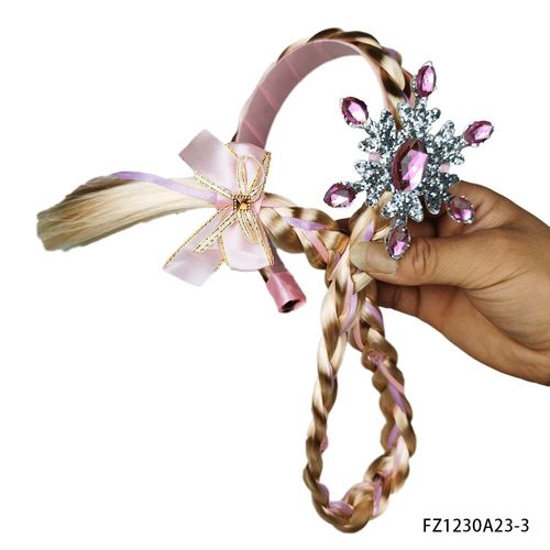 Pesenar-Perruque Longue Tressée Princesse Raiponce Pour Filles,Bandes De Sauna Ornées De Fleurs,Accessoires De Costume
