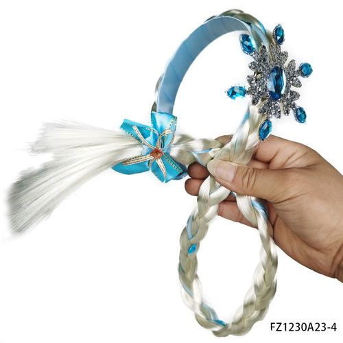 Pesenar-Perruque Longue Tressée Princesse Raiponce Pour Filles,Bandes De Sauna Ornées De Fleurs,Accessoires De Costume
