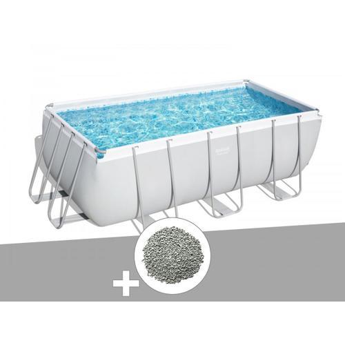 Kit piscine tubulaire Bestway Power Steel rectangulaire 4,12 x 2,01 x 1,22 m + 10 kg de zéolite