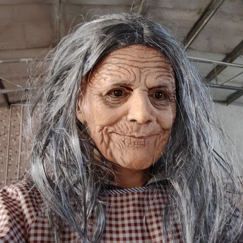 Masque En Latex De Grand-Mère Réaliste Avec Perruque,Accessoires De Costume D'halloween,Bouche Mobile,Caoutchouc Souple,Dame,Vieille Femme,Grand-Mère,1 Pièce