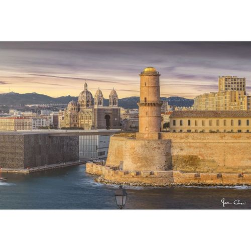 Tableau sur toile entrée port de Marseille 65x97 cm