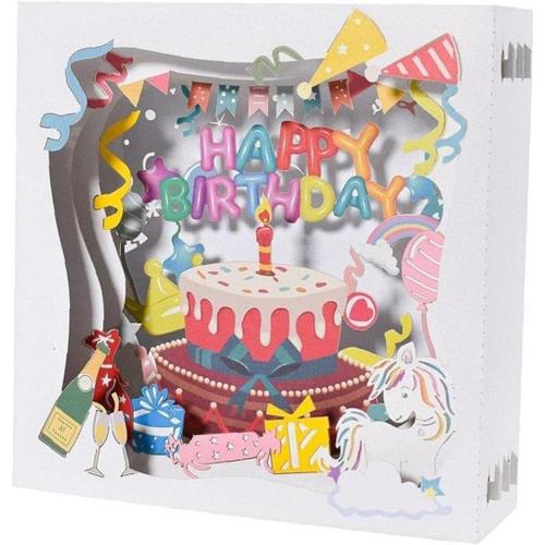 Carte e vœux Anniversaire 3D - Joyeux Anniversaire - Happy Birthday