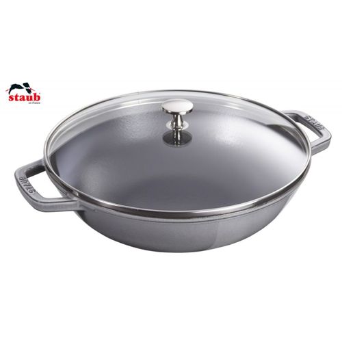 Staub Wok Avec Couvercle En Verre 30 Cm Gris Graphite