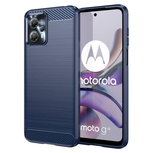 Coque Pour Motorola Moto G13 4g / G23 4g / G53 5g - Housse Etui Silicone Gel Carbone + Film Ecran - Bleu Fonce