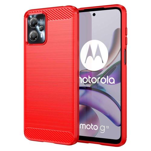 Coque Pour Motorola Moto G13 4g / G23 4g / G53 5g - Housse Etui Silicone Gel Carbone + Verre Trempe - Rouge
