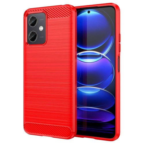 Coque Pour Xiaomi Poco X5 5g / Redmi Note 12 5g - Housse Etui Silicone Gel Carbone + Verre Trempe - Rouge