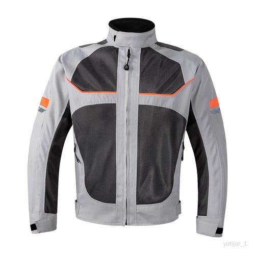 Yotijar Veste De Moto D'été Veste De Motocycliste Vêtements Protection Résistant À L'eau Veste De Moto Réglable Pour Motard Hommes Femmes Gris Xl