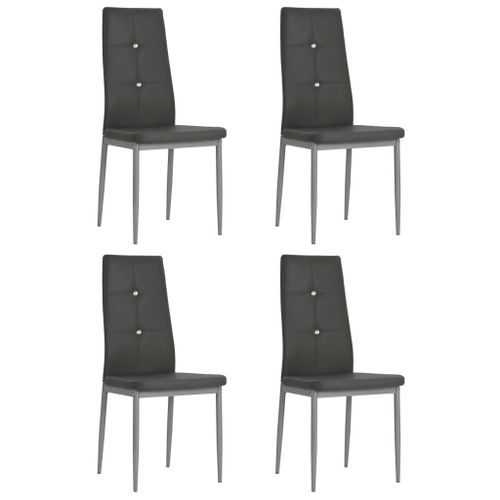 Lot De 4 Chaises De Salle À Manger Cuisine Design Élégant Synthétique Gris Cds021585