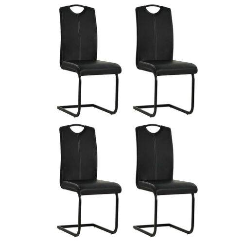 Lot De 4 Chaises De Salle À Manger Cuisine Cantilever Style Moderne En Synthétique Noir Cds021418